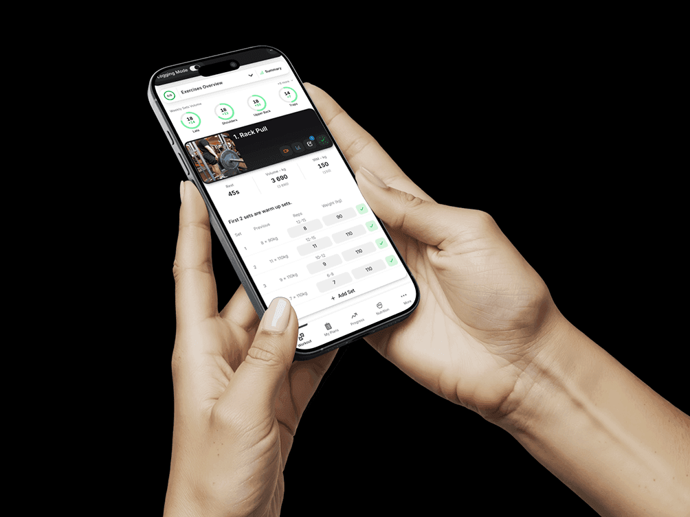 Hypro workout tracking screen showing logged sets and reps