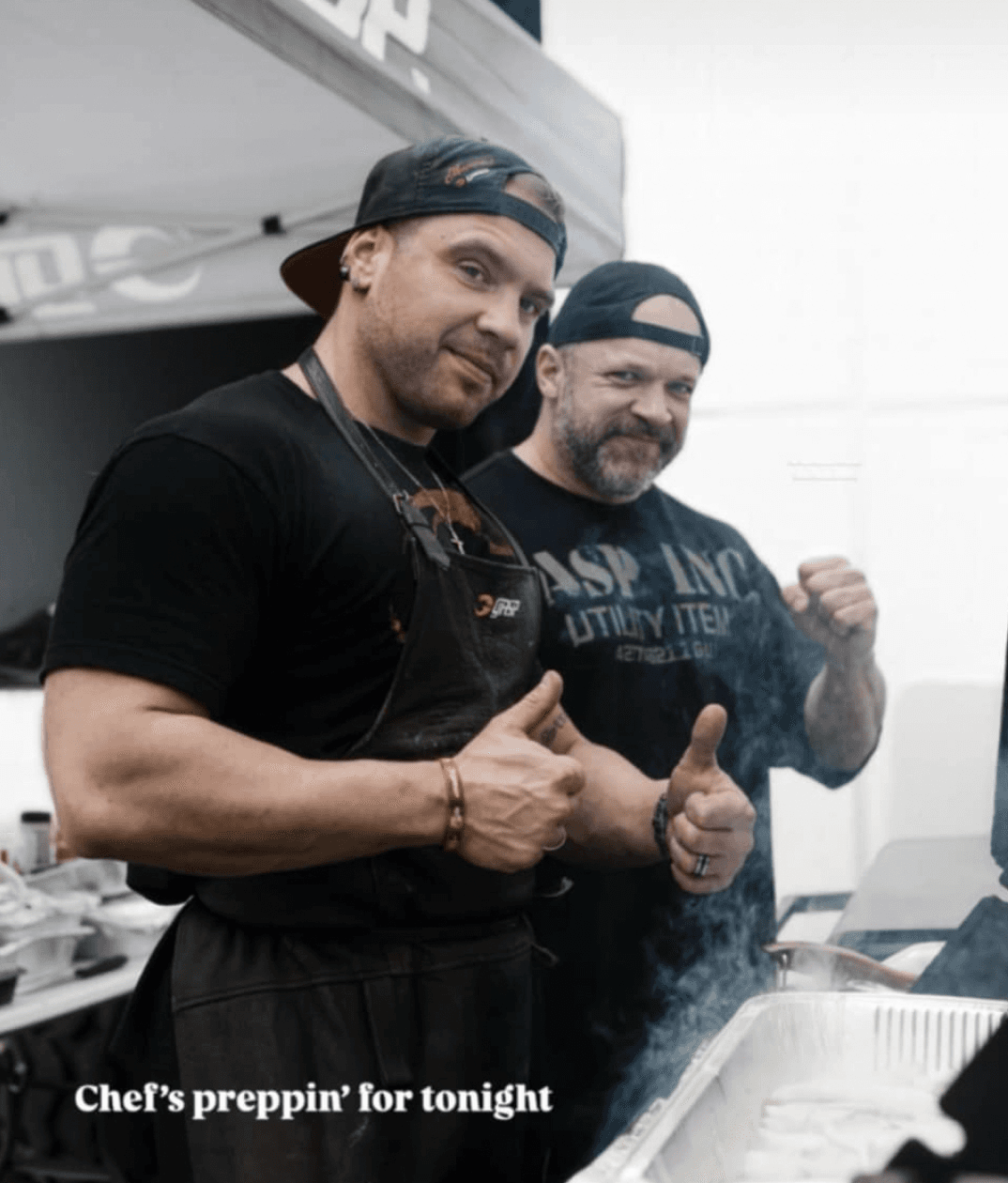 Dawid Kowalczyk cooking at the GASP & Better Bodies Homecoming 2025 in Dallas, Texas