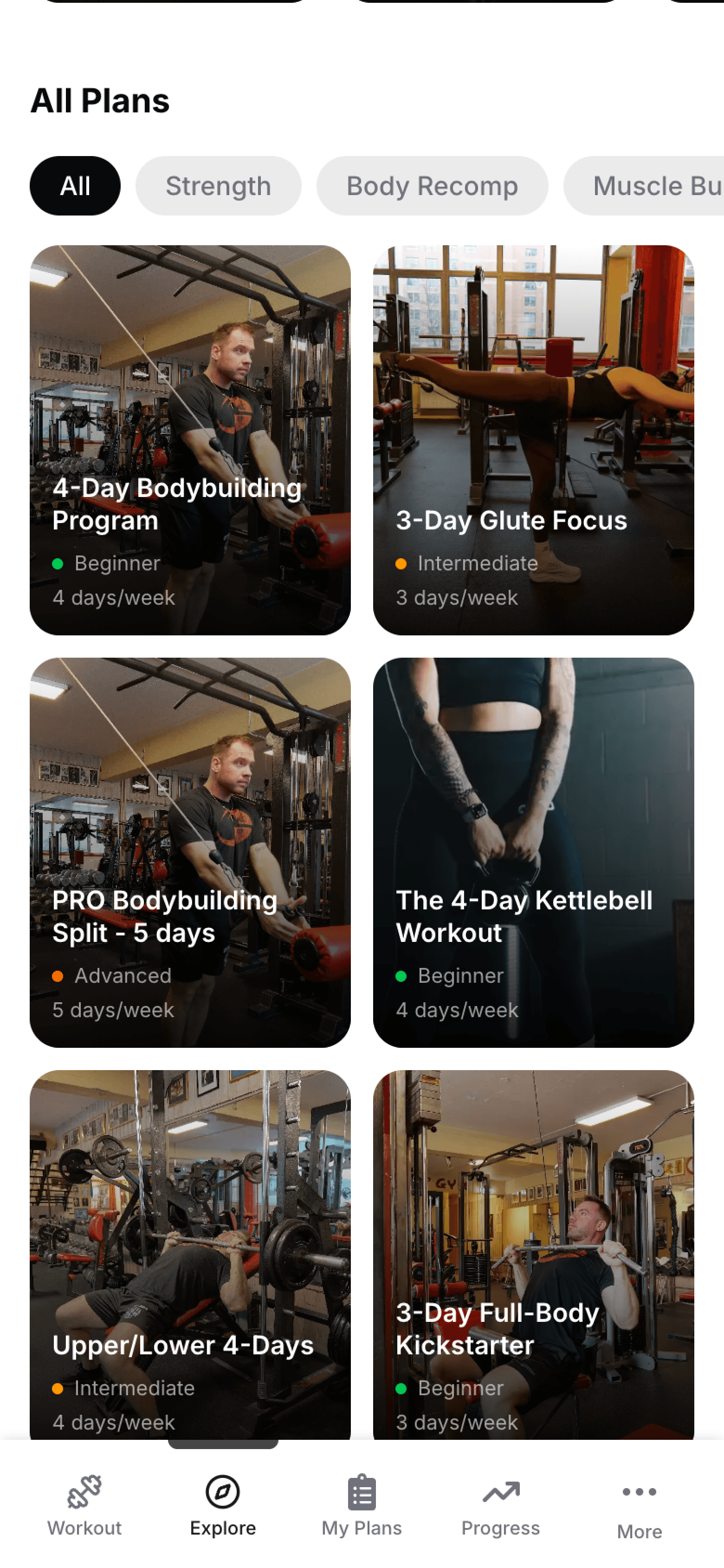 Library of coach-built training plans inside Hypro