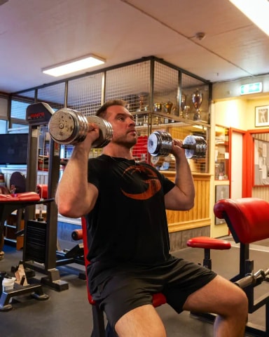 Seated Dumbbell Shoulder Press exercise demonstration