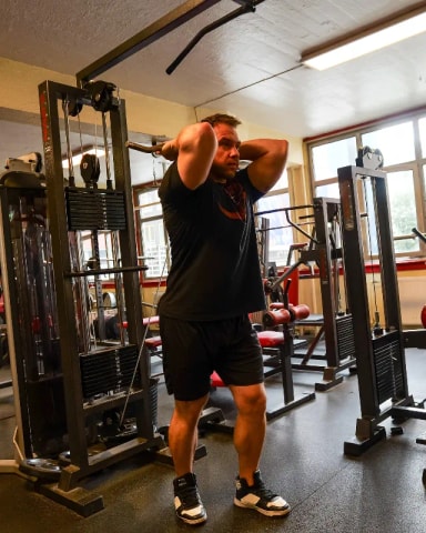 Overhead Cable Triceps Extension Bar exercise demonstration