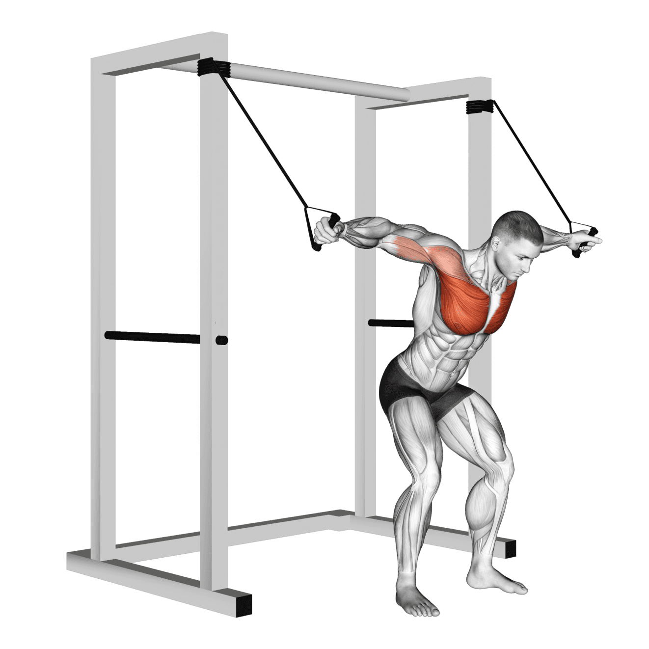 High Cable Fly with cable - chest exercise demonstration step 1